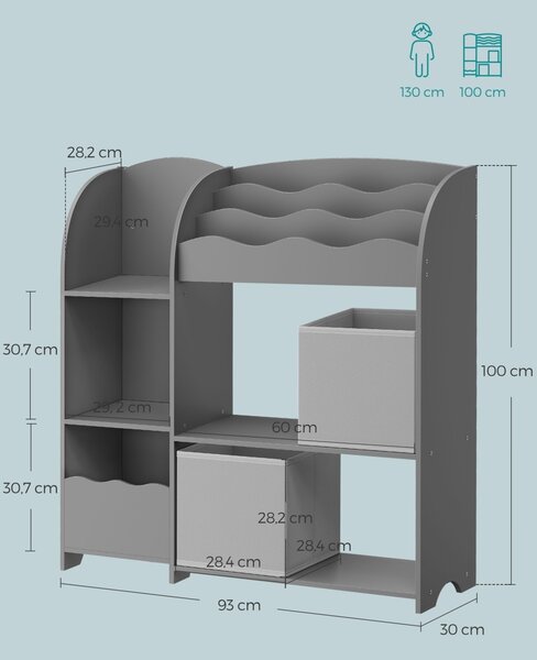 Рафт за съхранение на играчки Songmics Сив 93x30x100 см