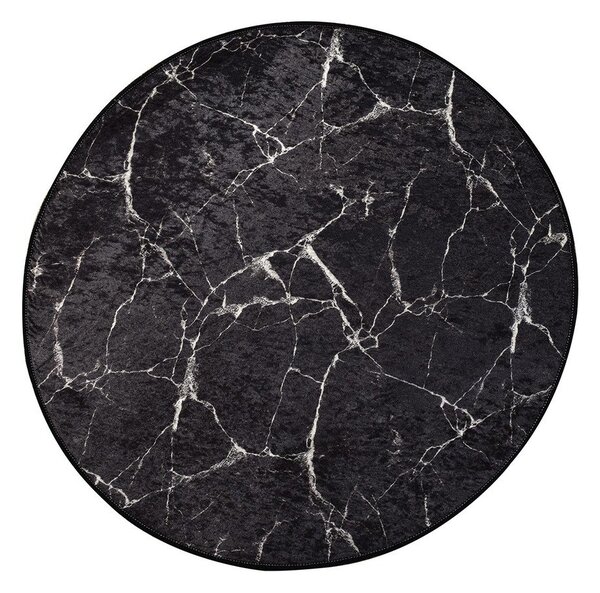 Черен килим за баня ø 100 cm Marble – Foutastic