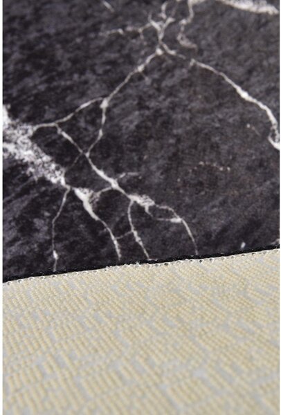 Черен килим за баня ø 100 cm Marble – Foutastic