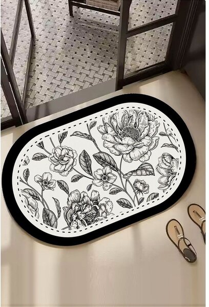 Черно-бял килим за баня 60x100 cm Rasse – Foutastic