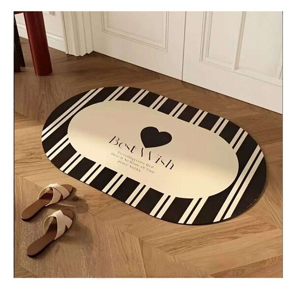 Черен/кремав килим за баня 60x100 cm Best Wish – Foutastic