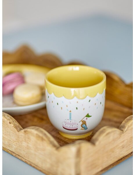 Жълта/кремава глинена детска чаша 150 ml Celebrate – Bloomingville Mini