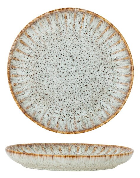 Синя/бежова глинена чиния за сервиране ø 17 cm Fleur – Bloomingville