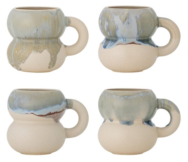 Сини/кремави глинени чаши в комплект от 4 бр. 400 ml Luna – Bloomingville