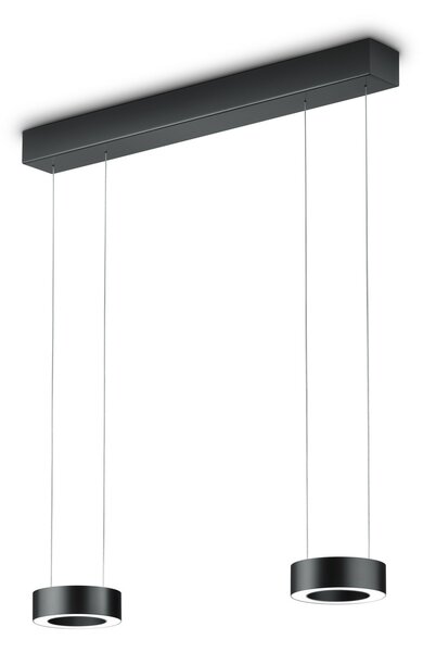 Knapstein LED висяща лампа Zera-2, дължина 70 см, черна, акрилен капак, Затъмняване, Черен, Дневна/трапезария, Алуминий, Модерен