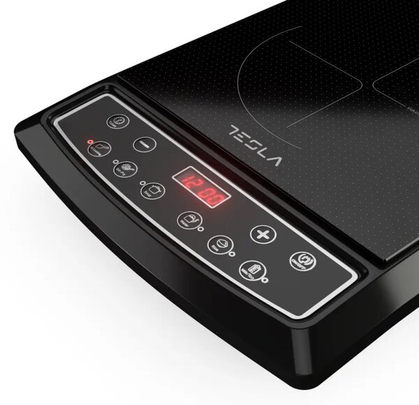 Индукционен котлон Tesla IC200B, 1500W, Керамика, Дигитален дисплей, 8 нива на мощност, 6 програми, Таймер, Черен