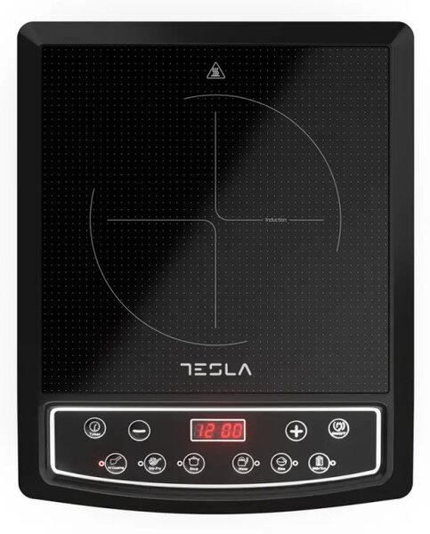 Индукционен котлон Tesla IC200B, 1500W, Керамика, Дигитален дисплей, 8 нива на мощност, 6 програми, Таймер, Черен
