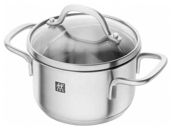 Тенджера Zwilling Pico 66652120, 0.8 л, 12 см, Стъклен капак, Неръждаема стомана 18/10, Фурна и Индукция, Сребрист