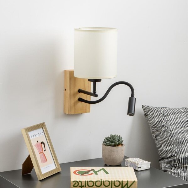 Brilagi -LED Гъвкав аплик NUBILA WOOD 1xE27/25W/230V + LED/3W дъб/черен/кремав