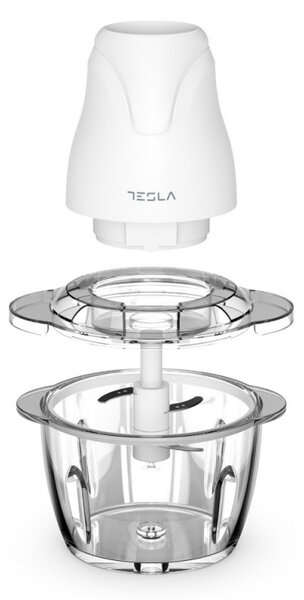 Чопър Tesla FC302W, 400W, Стъклена купа, 1 литър, Четворно острие, Бял