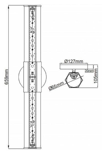 Facet Dual LED стенно осветление за баня, черно, 2 светлини, широчина 66 см