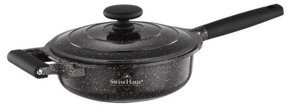 Касерола Swiss Haus SH-MDF28B, 4.5 л, 28 см, Sapphire-керамично покритие, Фурна до 220°C, Индукция, Черен