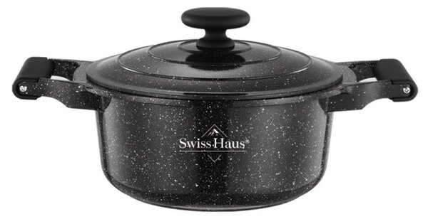 Тенджера Swiss Haus SH-MC24B, 4.3 л, 24 см, Sapphire-керамично покритие, Фурна до 220°C, Индукция, Черен