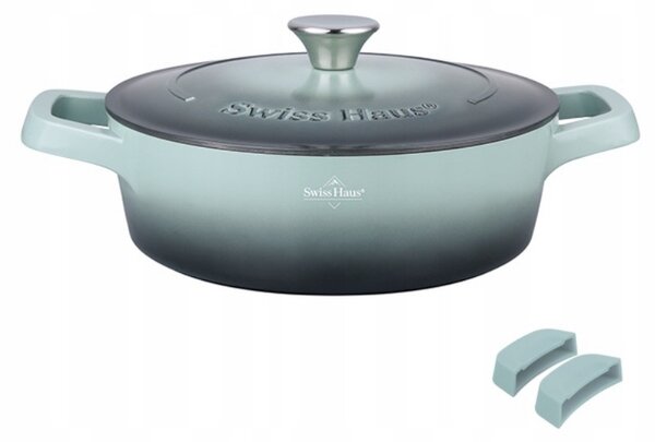 Плитка тенджера Swiss Haus Zurich Luxury Collection SH-ZLC28G, 28 см, 4.2 л, Sapphire-керамично покритие, Фурна до 220°C, Индукция, Мента/графит