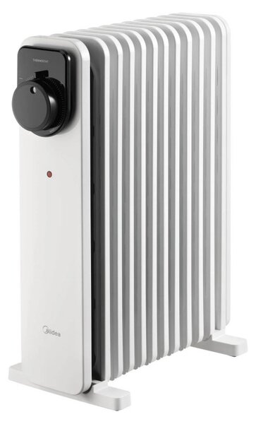 Маслен радиатор Midea MHO2311MCPW, 2300W, 20 м2, 11 ребра, 3 степени, Механичен термостат, Таймер, Бял