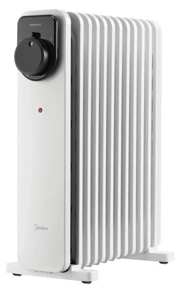 Маслен радиатор Midea MHO2311MCPW, 2300W, 20 м2, 11 ребра, 3 степени, Механичен термостат, Таймер, Бял