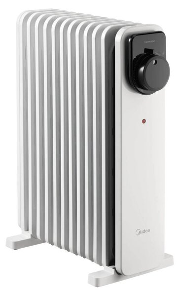 Маслен радиатор Midea MHO2311MCPW, 2300W, 20 м2, 11 ребра, 3 степени, Механичен термостат, Таймер, Бял