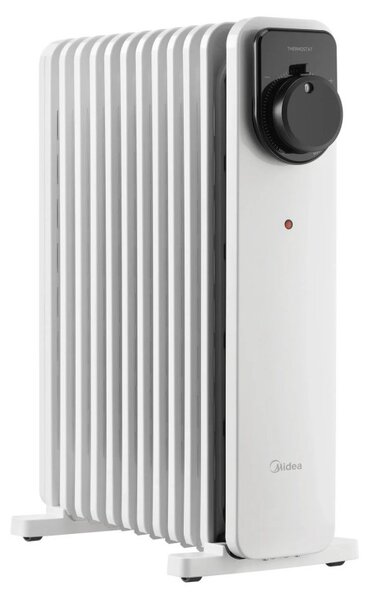 Маслен радиатор Midea MHO2311MCPW, 2300W, 20 м2, 11 ребра, 3 степени, Механичен термостат, Таймер, Бял