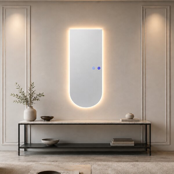 Огледало за баня с LED осветление и функция против изпотяване Краун-65x145cm