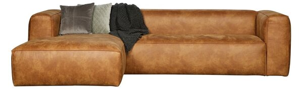 Кафяв ъглов диван от рециклирана кожа, ляв ъгъл WOOOD Bean