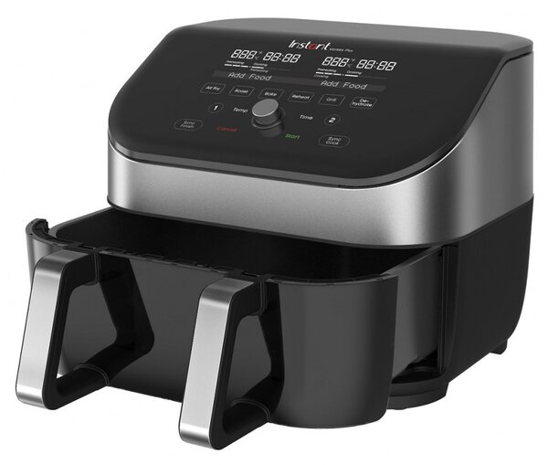 Фритюрник с горещ въздух Instant Pot Vortex Plus VersaZone ClearCook 140410001, 2 зони, 1700W, 8.5 л, 6 програми, SyncCook, SyncFinish, Черен/сив