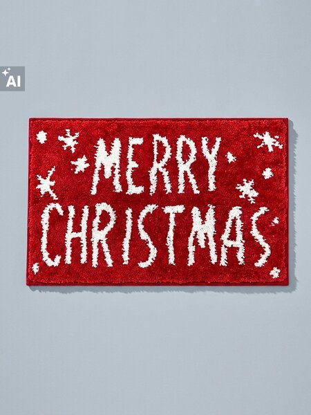 Sinsay - Коледна постелка за баня с надпис Merry Christmas - червeн