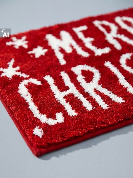 Sinsay - Коледна постелка за баня с надпис Merry Christmas - червeн