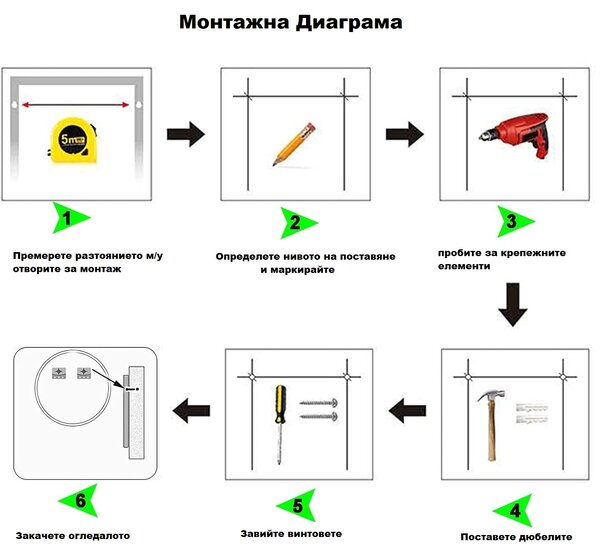 Огледало за баня с LED осветление и функция против изпотяване Фиорео- 55x80 см