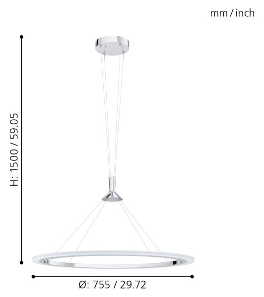 Eglo 98427 - LED RGB димируем полилей на кабел HORNITOS-C LED/37W/230V + дистанционно управление