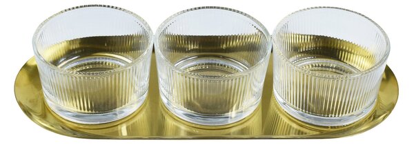 Sinsay - Контейнери за съхранение с поднос 3 pack - златно