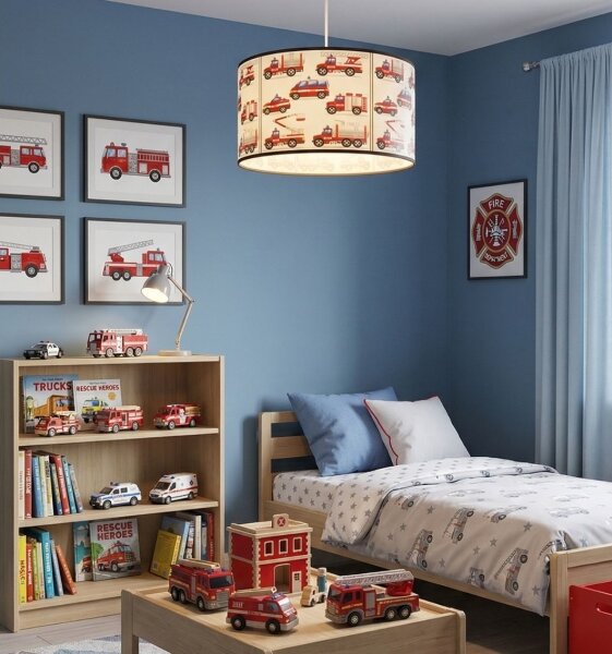 Детски полилей KIDS ROOM 1xE27/60W/230V Ø 40 см, мотив пожарникари