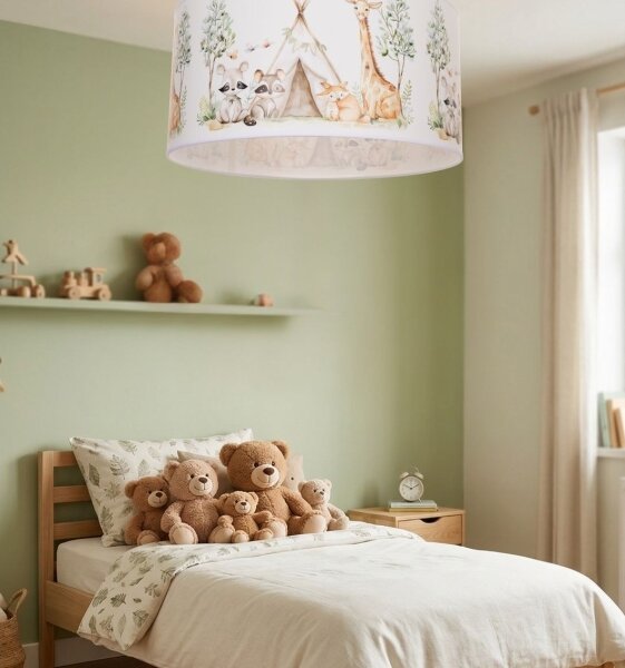 Детско таванно осветително тяло KIDS ROOM 1xE27/60W/230V Ø 40 см с животински мотиви