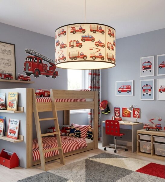 Детски полилей KIDS ROOM 1xE27/60W/230V Ø 40 см, мотив пожарникари