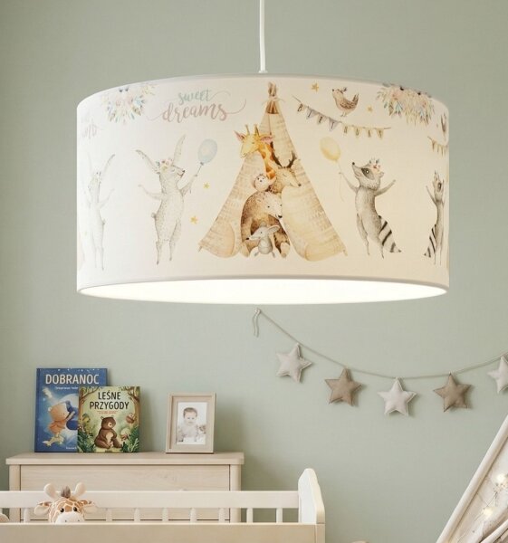 Детски полилей KIDS ROOM 1xE27/60W/230V, Ø 40 cm, с животински мотив