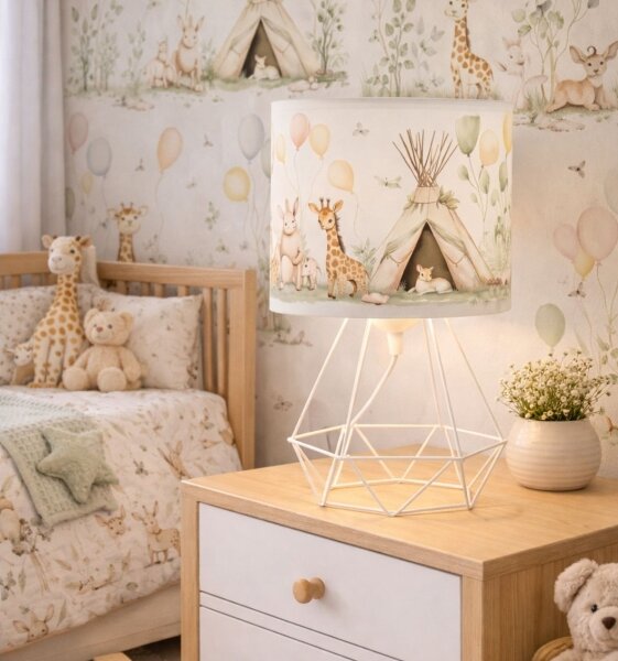 Детска настолна лампа KIDS ROOM 1xE27/60W/230V Ø 18 см с животинчета