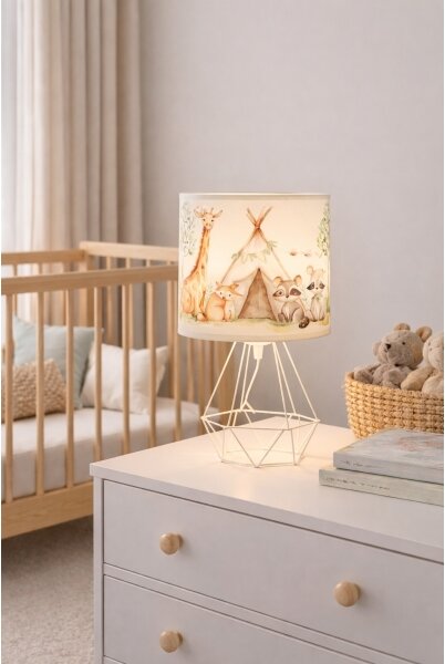 Детска настолна лампа KIDS ROOM, 1xE27/60W/230V, диаметър 18 см, с животински мотиви