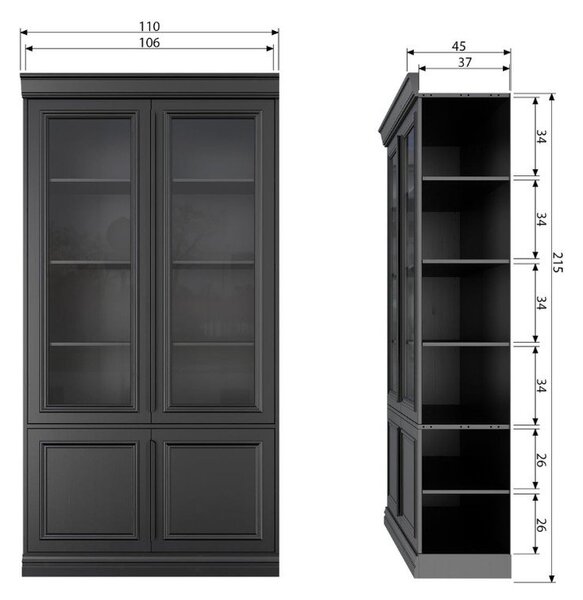 Черна витрина от масивен бор 110x215x44 cm Organize – WOOOD