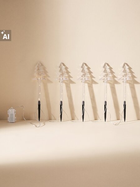 Sinsay - Комплект забиващи се LED градински лампи с мотиви на коледни елхи - clear