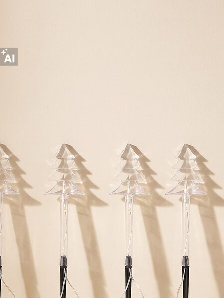 Sinsay - Комплект забиващи се LED градински лампи с мотиви на коледни елхи - clear