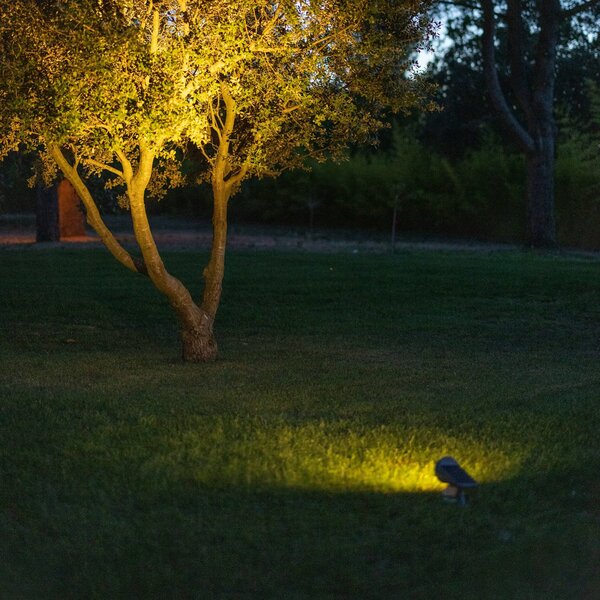 Les Jardins LED слънчев прожектор OJE, сив, с димер, сензор за дневна светлина, таймер, Затъмняване, Сив, Пластмаса, Модерен, Соларно осветление