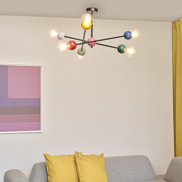 OSRAM Таванска лампа Decor Bubble, 6-светлинна, стомана, цветна, E27, Затъмняване, Многоцветен, Дневна/трапезария, Метал, Модерен