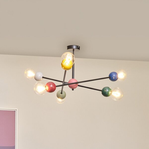 OSRAM Таванска лампа Decor Bubble, 6-светлинна, стомана, цветна, E27, Затъмняване, Многоцветен, Дневна/трапезария, Метал, Модерен