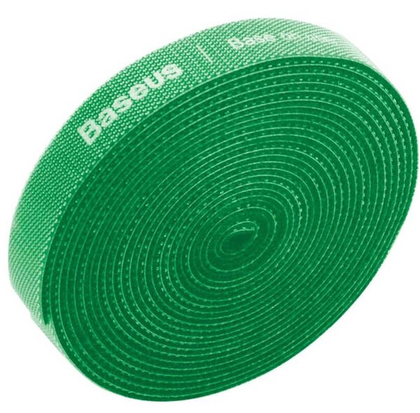 Лента за организиране на кабели Baseus Rainbow Circle Velcro Strap, 300Cm, велкро, зелена