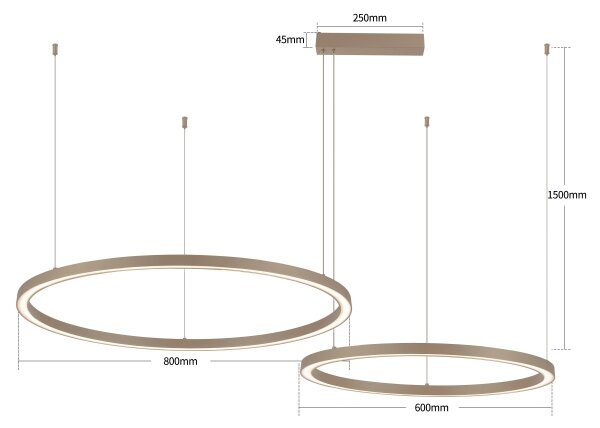 Brilagi - LED димируем полилей на кабел PORTOFINO LED/98W/230V бежов + дистанционно управление