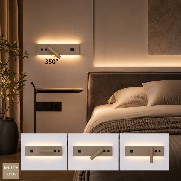 Brilagi-LED Настенно спот осветително тяло NOCTIS с USB порт LED/3W/230V+LED/9W бежово
