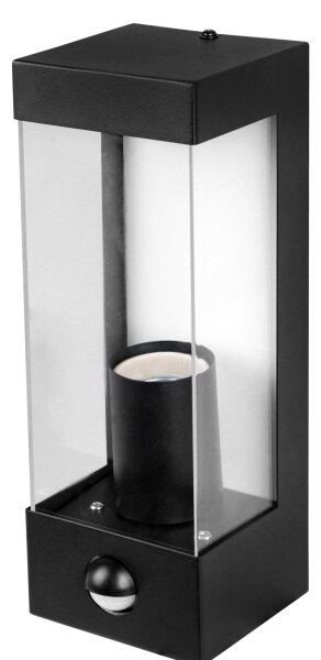 Външен стенен осветител със сензор 1xE27/15W/230V IP44, черен