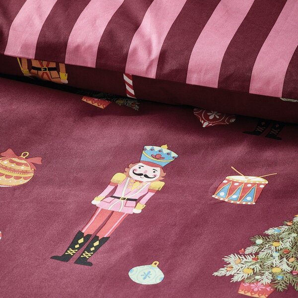 Розово-лилаво единично спално бельо 135x200 cm Nutcracker Stripe – Catherine Lansfield