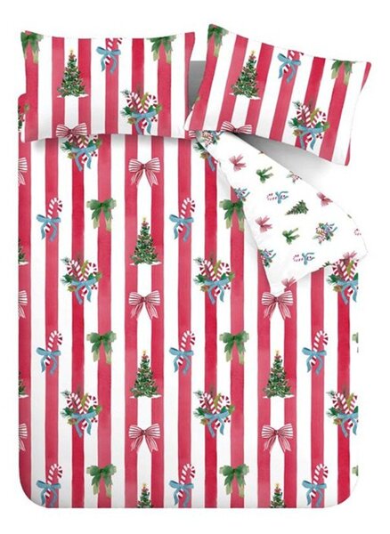 Червено-бяло двойно спално бельо 200x200 cm Christmas Stripe – Catherine Lansfield