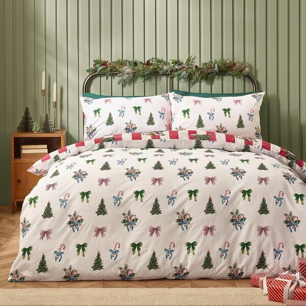 Червено-бяло двойно спално бельо 200x200 cm Christmas Stripe – Catherine Lansfield