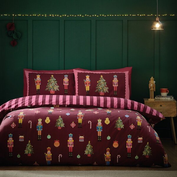 Розово-лилаво единично спално бельо 135x200 cm Nutcracker Stripe – Catherine Lansfield
